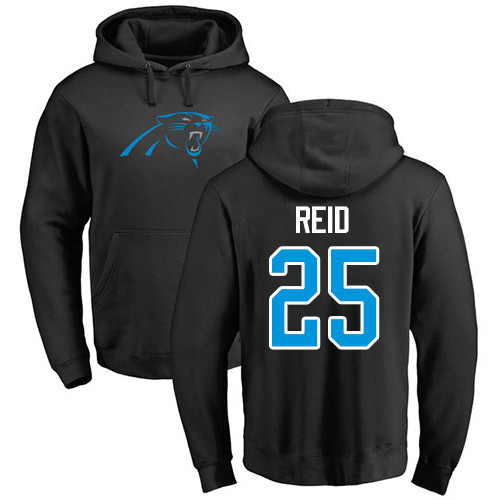 Carolina Panthers Men Black Eric Reid Name and Number Logo NFL Football #25 Pullover Hoodie Sweatshirts->nfl t-shirts->Sports Accessory